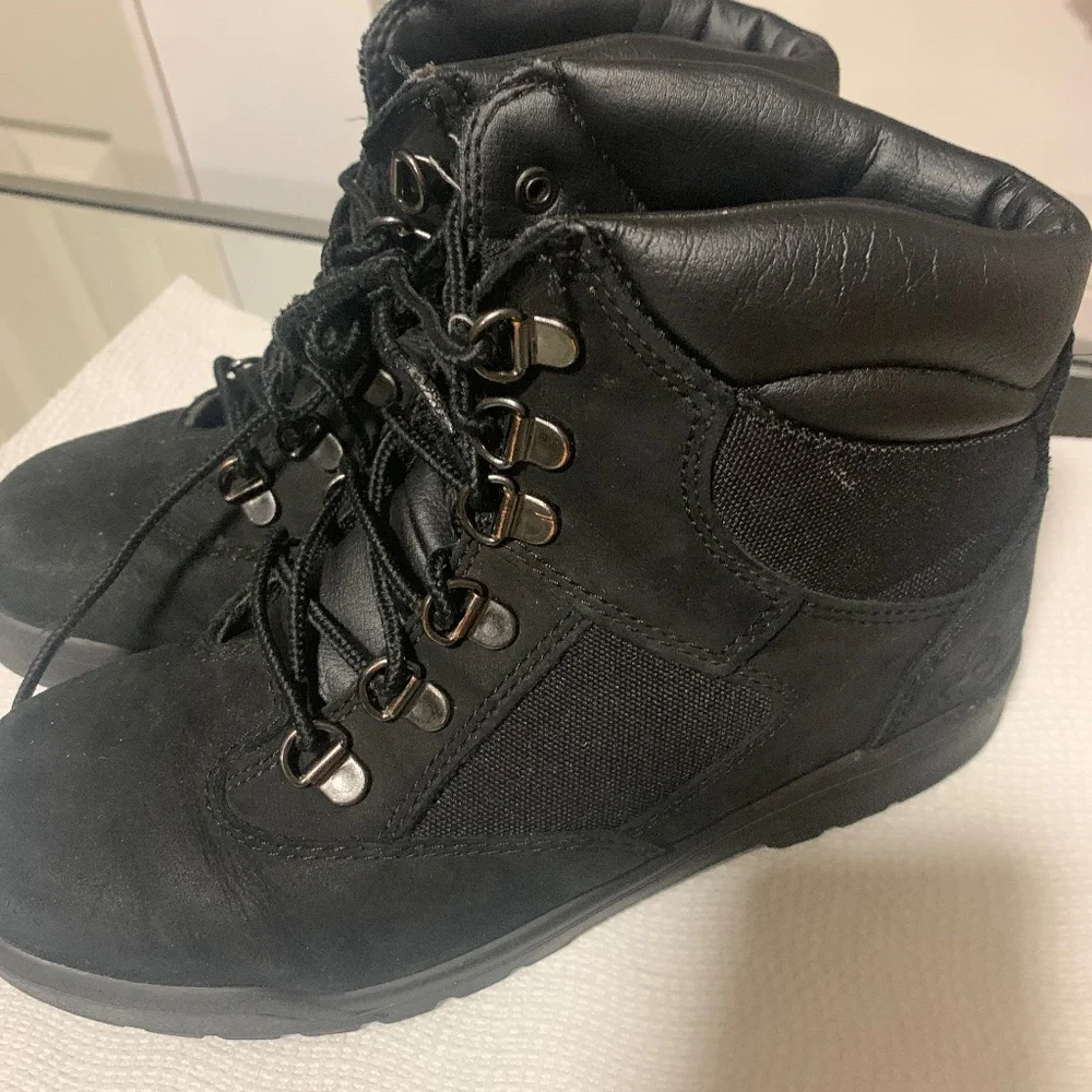 Timberland Kids Black Leather 6 Inch‎ Field Boots